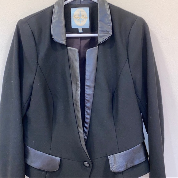Tracy Reese black 100% lamb leather blazer sz 10 - Picture 3 of 13